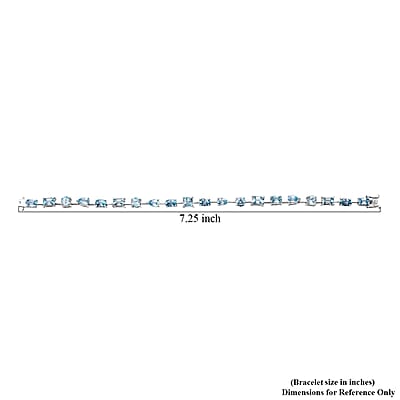 Premium Cambodian Blue Zircon 15.50 ctw Bracelet in Rhodium Over Sterling Silver (7.25 In)