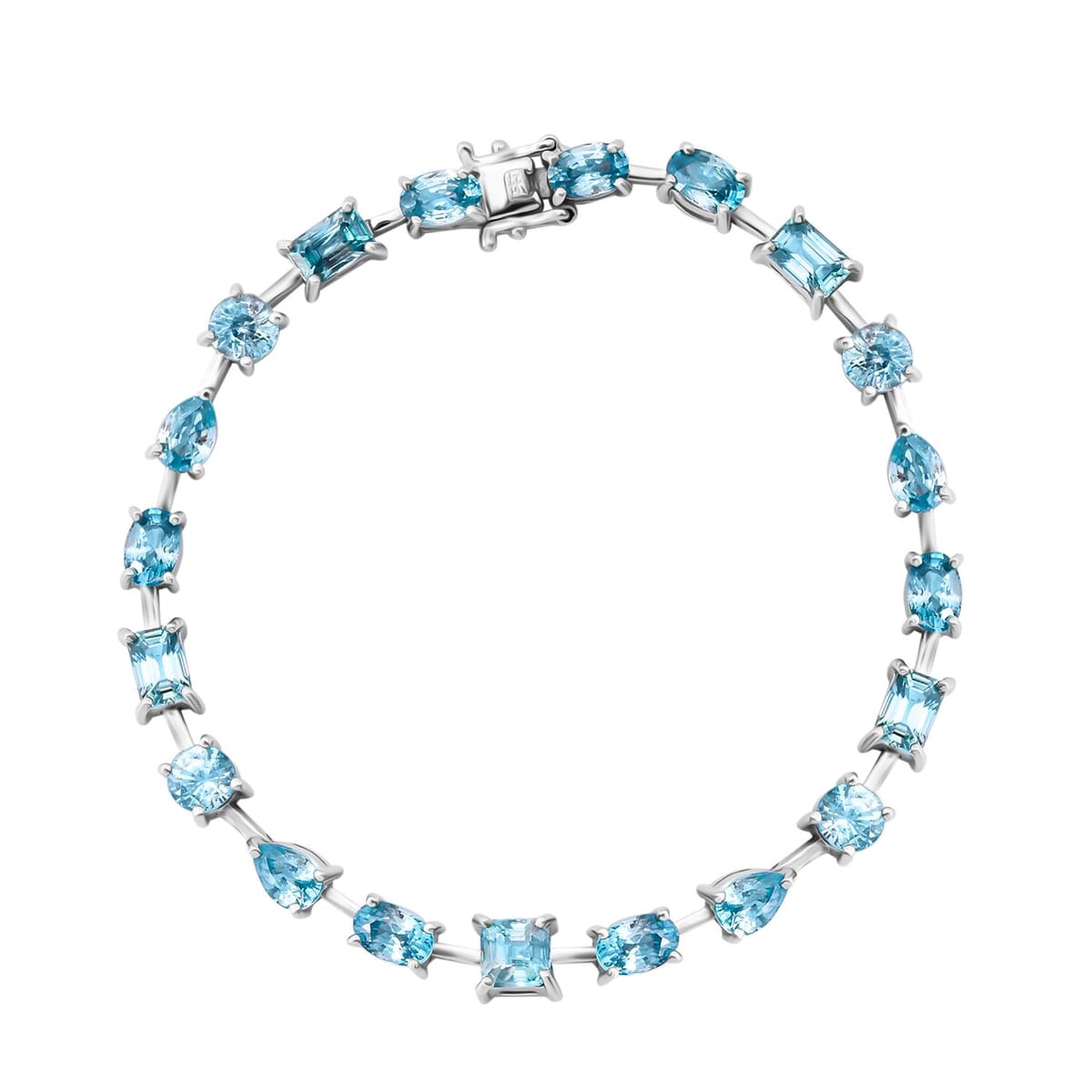 Premium Cambodian Blue Zircon 13.75 ctw Bracelet in Rhodium Over Sterling Silver (6.50 In) image number 0