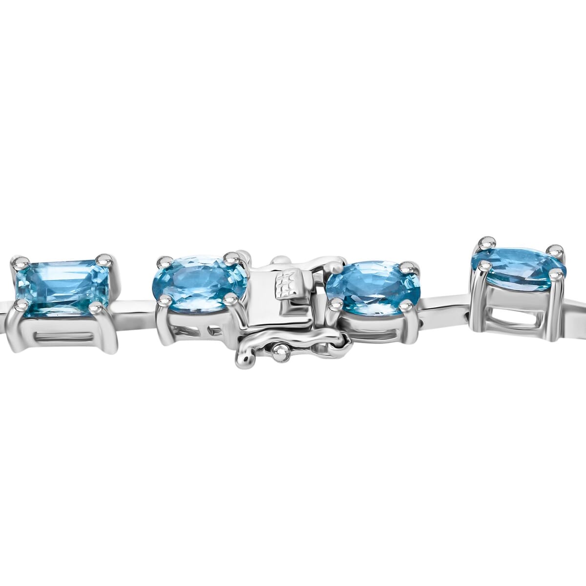 Premium Cambodian Blue Zircon 13.75 ctw Bracelet in Rhodium Over Sterling Silver (6.50 In) image number 2