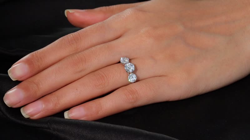One Time Only Moissanite (Rnd 7 mm) Ring in Rhodium Over Sterling Silver (Size 10.0) 2.90 ctw