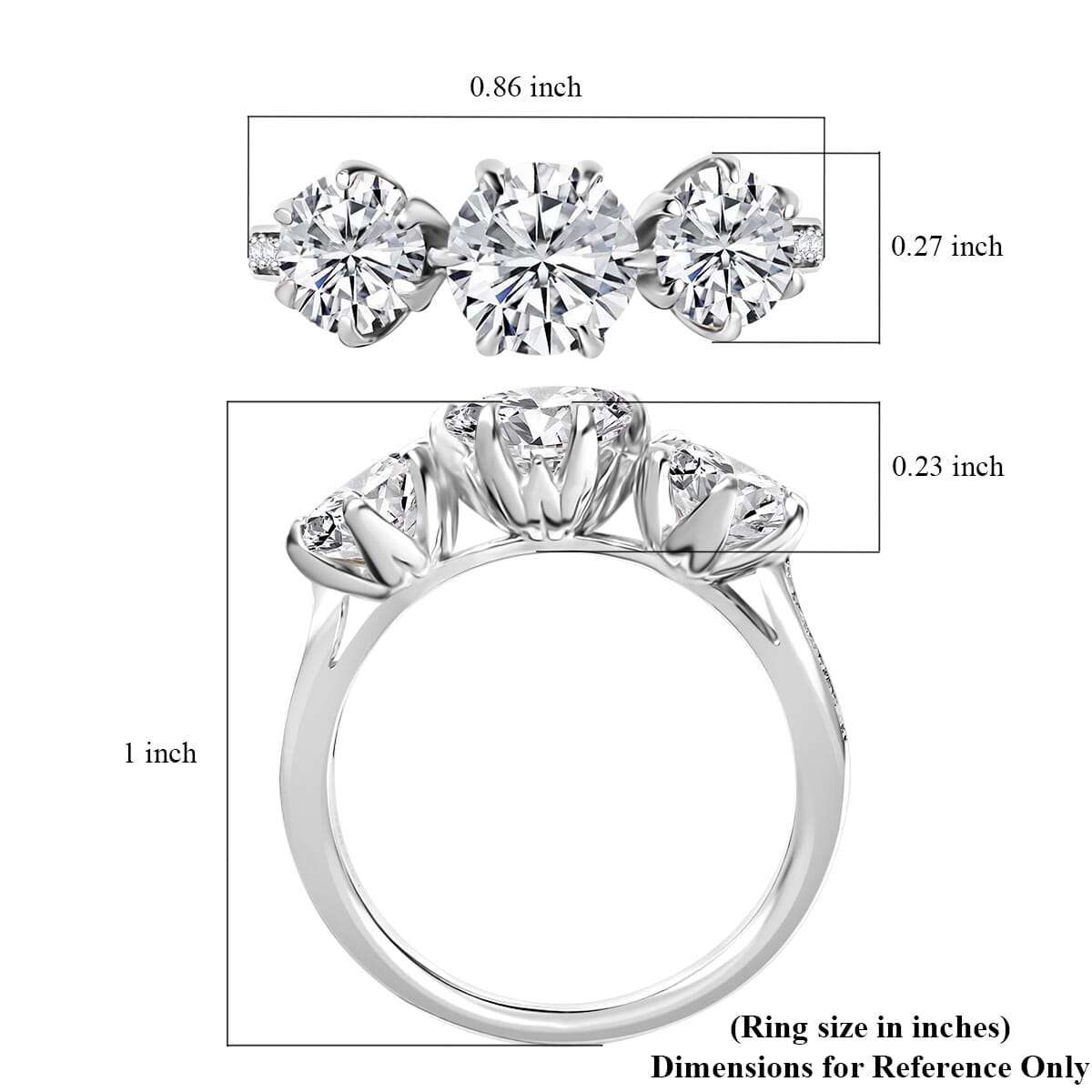 Moissanite 2.90 ctw Ring in Rhodium Over Sterling Silver (Size 6.0) image number 5