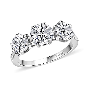 D'Joy Moissanite 2.90 ctw Ring in Rhodium Over Sterling Silver (Size 7.0)