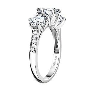 D'Joy Moissanite 2.90 ctw Ring in Rhodium Over Sterling Silver (Size 7.0)