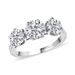 Moissanite 2.90 ctw Ring in Rhodium Over Sterling Silver (Size 8.0)