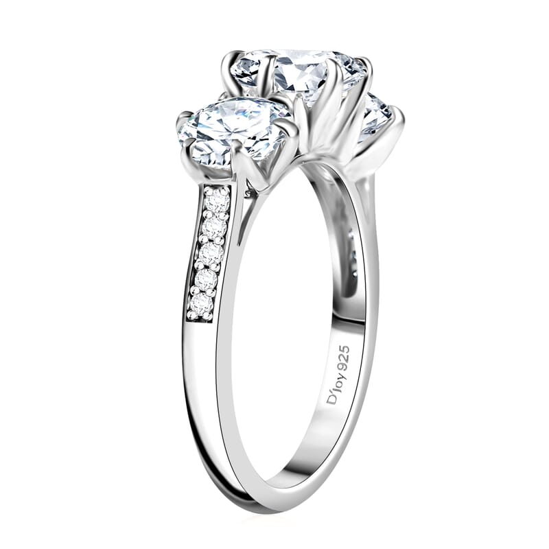 D'Joy Moissanite 2.90 ctw Ring in Rhodium Over Sterling Silver (Size 8.0)