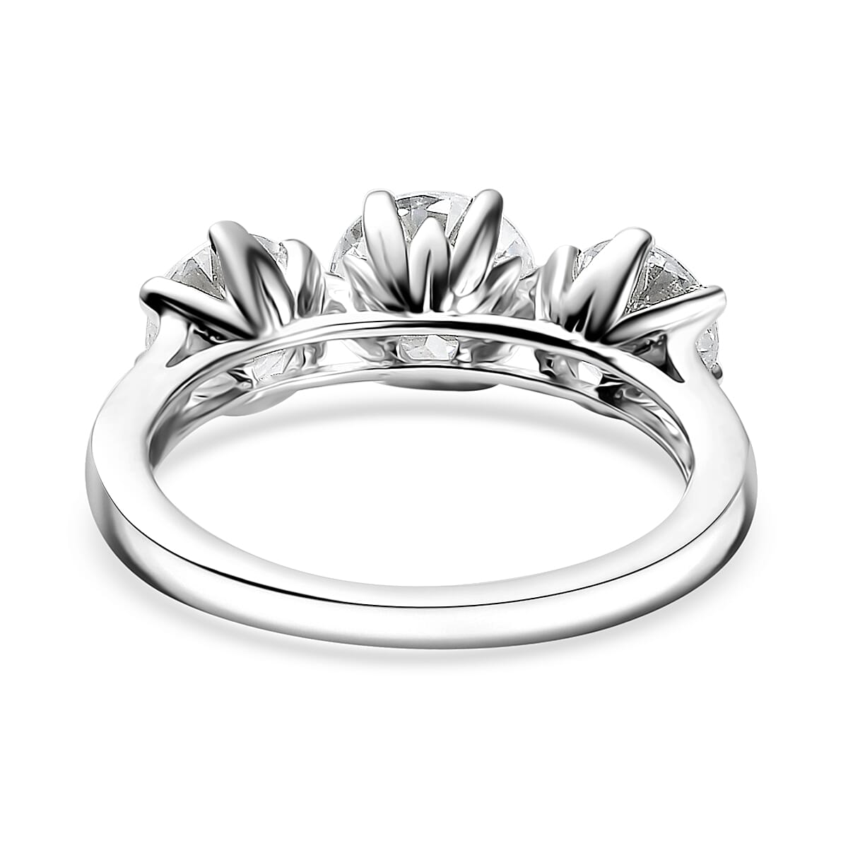 D'Joy Moissanite 2.90 ctw Ring in Rhodium Over Sterling Silver (Size 8.0)