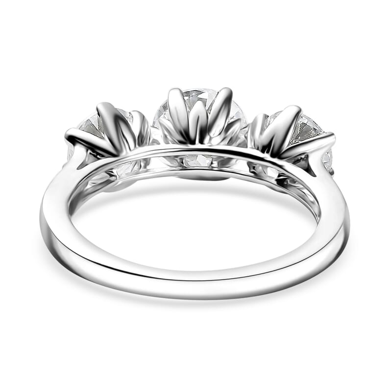 D'Joy Moissanite 2.90 ctw Ring in Rhodium Over Sterling Silver (Size 8.0)