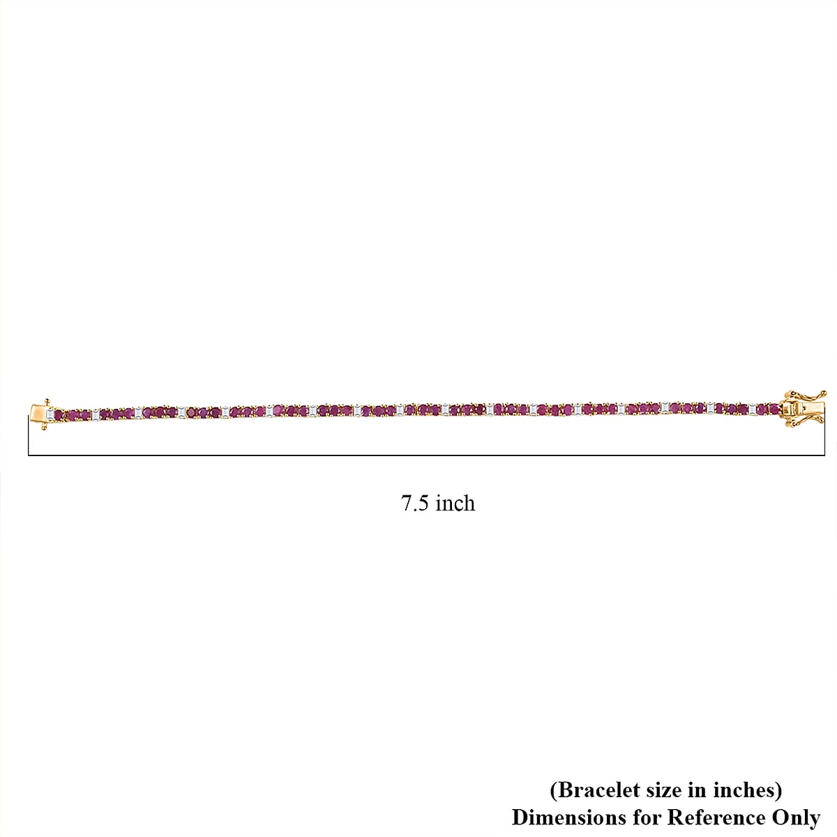 EverTrue Ruby and Moissanite 6.80 ctw Minimalist Aura Bracelet in 18K YG Plated (7.25 In) image number 4