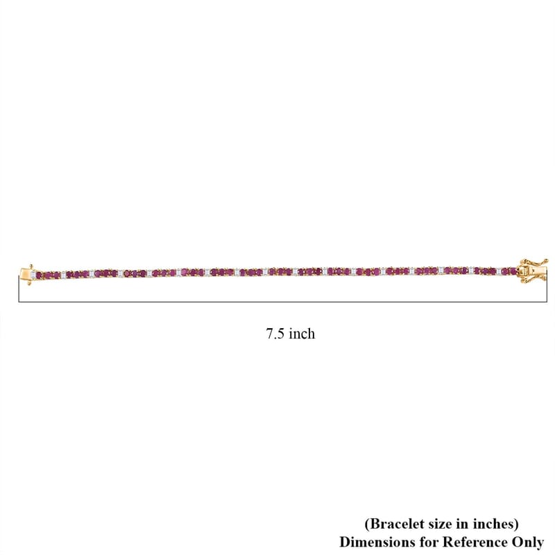 EverTrue Ruby and Moissanite 6.80 ctw Minimalist Aura Bracelet in 18K YG Plated (7.25 In)