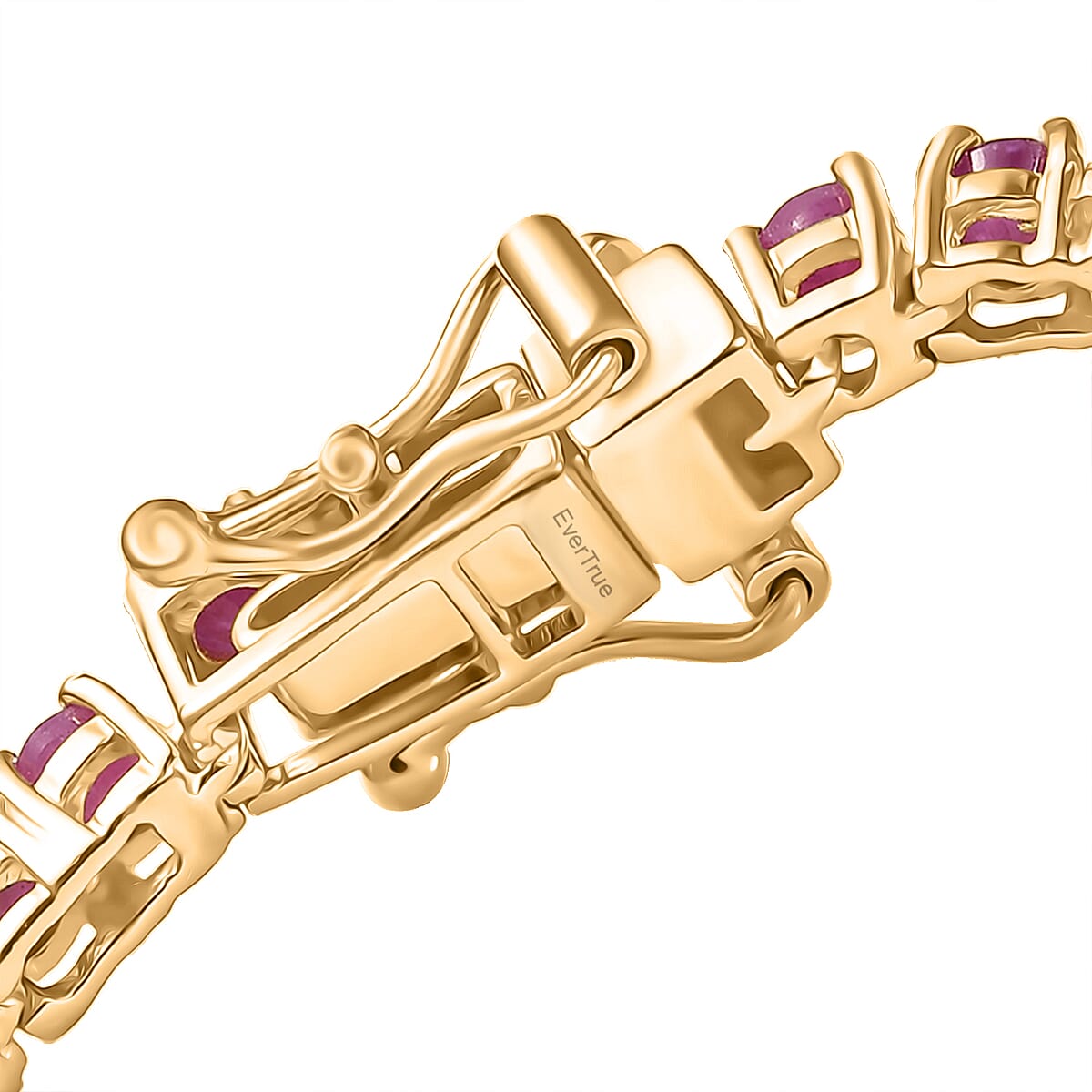 EverTrue Ruby and Moissanite 6.10 ctw Minimalist Aura Bracelet in 18K YG Plated (6.50 In) image number 3
