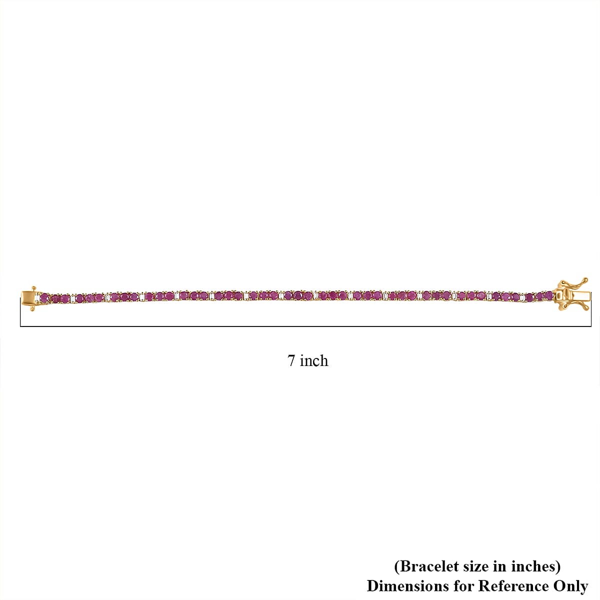 EverTrue Ruby and Moissanite 6.10 ctw Minimalist Aura Bracelet in 18K YG Plated (6.50 In) image number 4