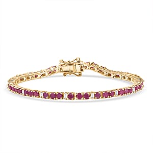 EverTrue Ruby and Moissanite 7.50 ctw Minimalist Aura Bracelet in 18K YG Plated (8.00 In)