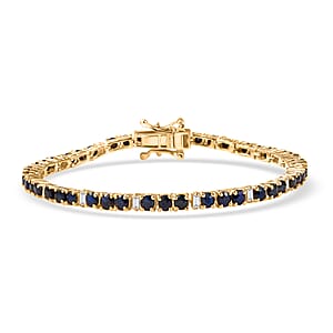 EverTrue Blue Sapphire and Moissanite 6.00 ctw Minimalist Aura Bracelet in 18K YG Plated (6.50 In)