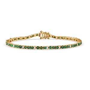 EverTrue Emerald and Moissanite 4.20 ctw Minimalist Aura Bracelet in 18K YG Plated (6.50 In)