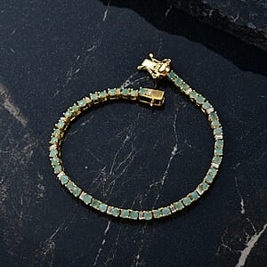 EverTrue Emerald and Moissanite 4.20 ctw Minimalist Aura Bracelet in 18K YG Plated (6.50 In)