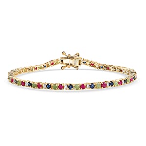 EverTrue Ruby and Moissanite 5.50 ctw Minimalist Aura Bracelet in 18K YG Plated (6.50 In)