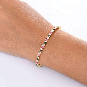 EverTrue Ruby and Moissanite 5.50 ctw Minimalist Aura Bracelet in 18K YG Plated (6.50 In)