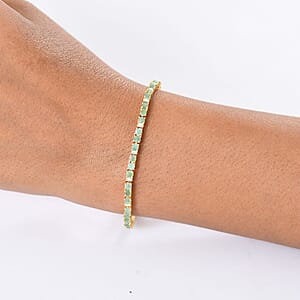 EverTrue Emerald and Moissanite 4.50 ctw Minimalist Aura Bracelet in 18K YG Plated (7.25 In)
