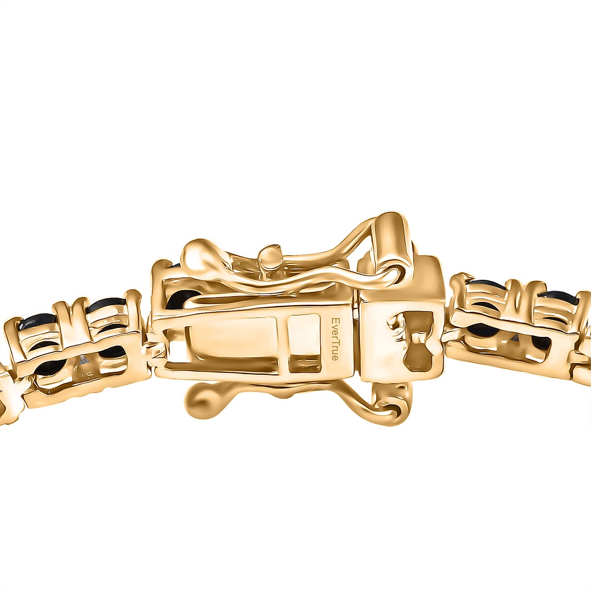 EverTrue Blue Sapphire and Moissanite Minimalist Aura Bracelet in 18K YG Plated (8.00 In) image number 3