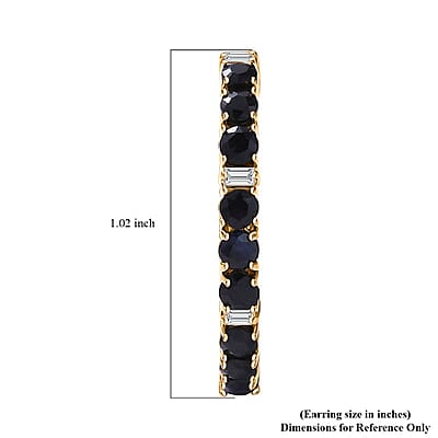 EverTrue Blue Sapphire and Moissanite 2.40 ctw Minimalist Aura Hoop Earrings in 18K Yellow Gold Plated