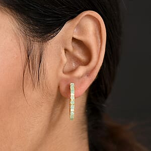 EverTrue Emerald and Moissanite 1.70 ctw Minimalist Aura Hoop Earrings in 18K Yellow Gold Plated