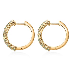 EverTrue Emerald and Moissanite 1.70 ctw Minimalist Aura Hoop Earrings in 18K Yellow Gold Plated