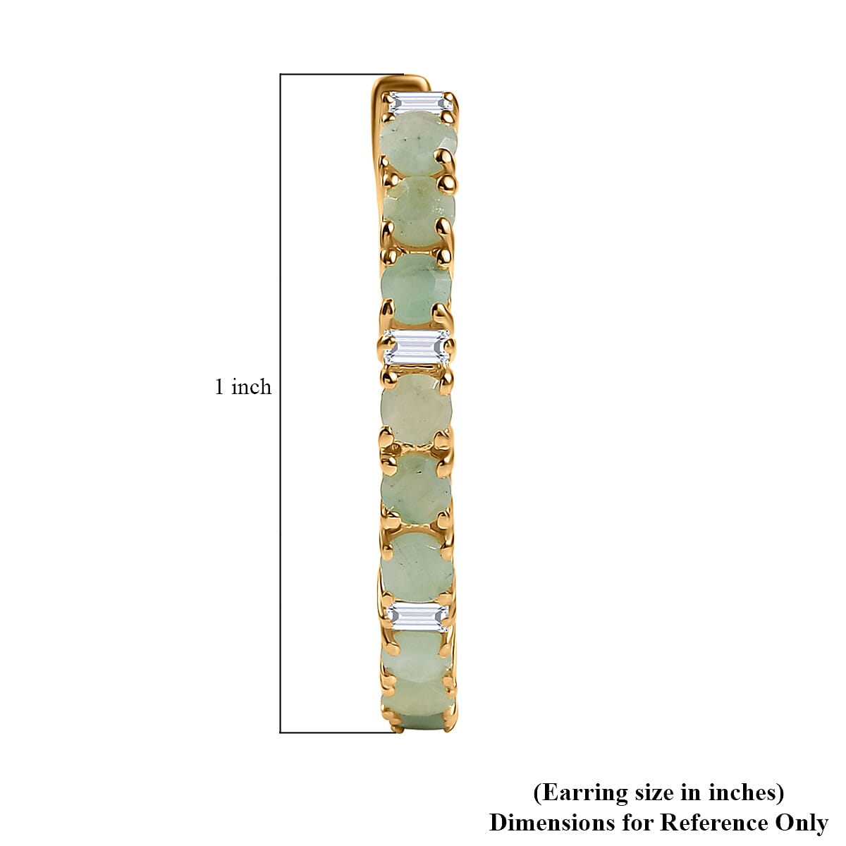 EverTrue Emerald and Moissanite 1.70 ctw Minimalist Aura Hoop Earrings in 18K Yellow Gold Plated image number 4