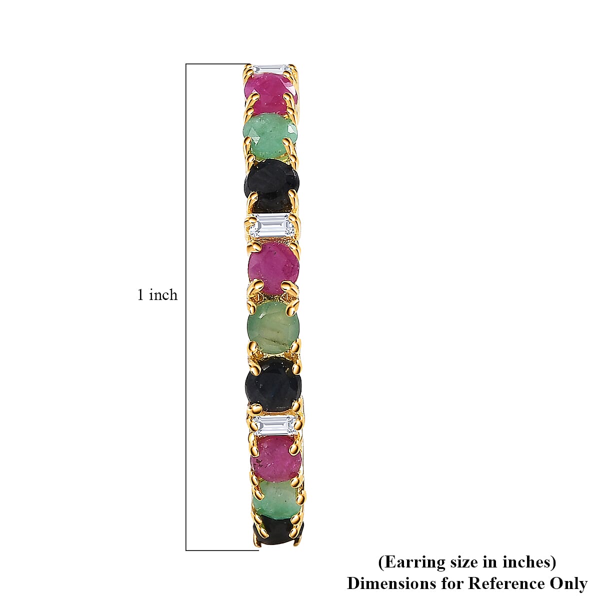 EverTrue Multi Gemstone 2.20 ctw Minimalist Aura Hoop Earrings in 18K Yellow Gold Plated image number 4