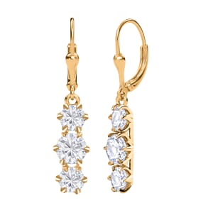 Moissanite 3.35 ctw Lever Back Earrings in 18K Vermeil Yellow Gold Over Sterling Silver