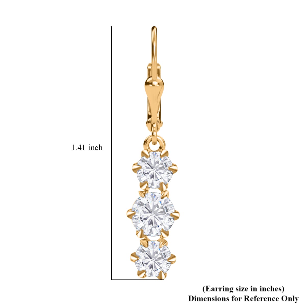 Moissanite 3.35 ctw Lever Back Earrings in 18K Vermeil Yellow Gold Over Sterling Silver image number 5