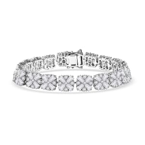 Moissanite 17.25 ctw Bracelet in Rhodium Over Sterling Silve (7.25 In) 
