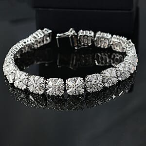 D'Joy Moissanite 17.25 ctw Snowflakes Bracelet in Rhodium Over Sterling Sil (7.25 In) 
