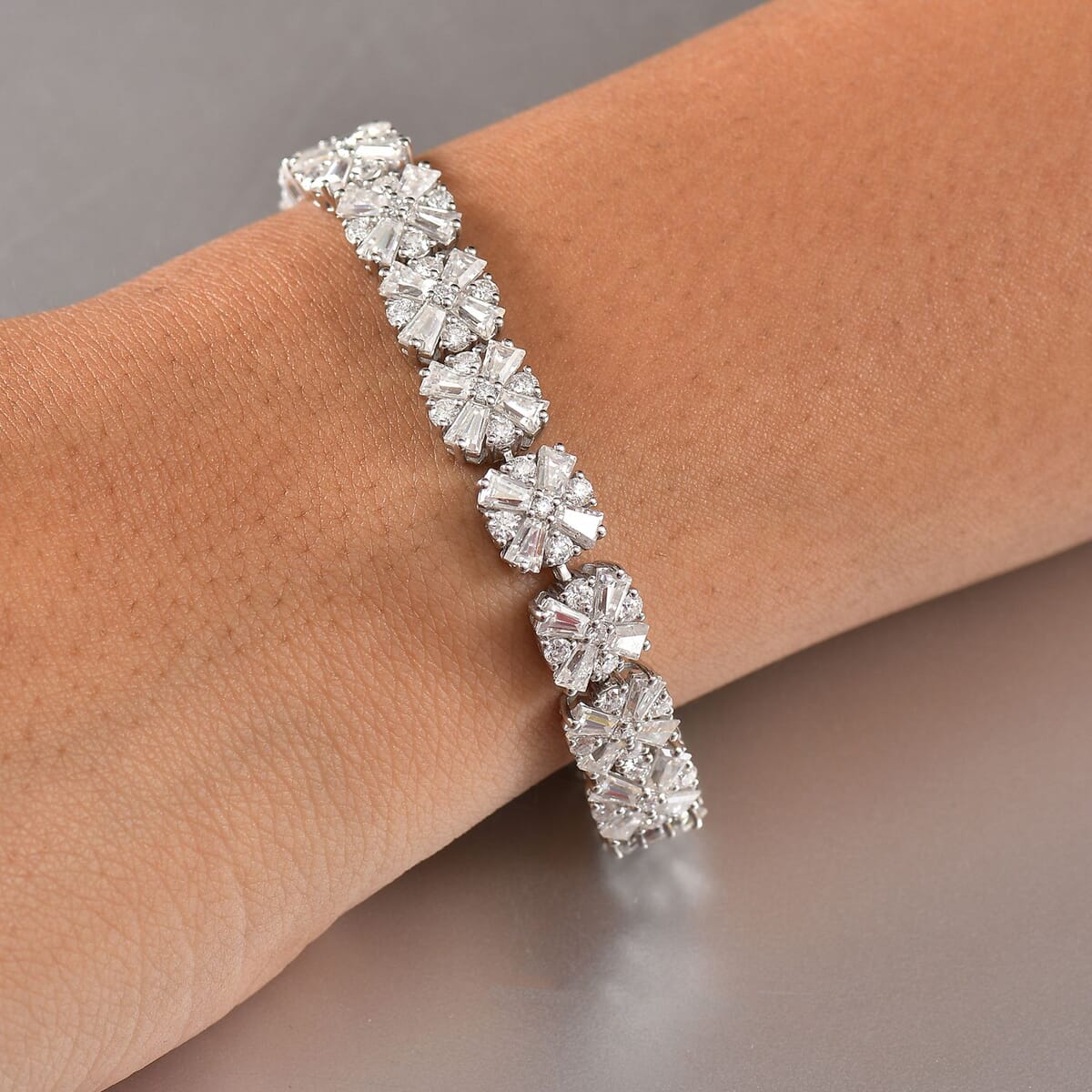Moissanite 17.25 ctw Bracelet in Rhodium Over Sterling Silve (7.25 In)  image number 2