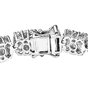 D'Joy Moissanite 17.25 ctw Snowflakes Bracelet in Rhodium Over Sterling Sil (7.25 In) 