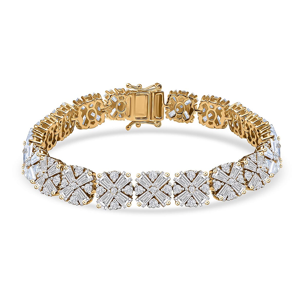 D'Joy Moissanite 17.25 ctw Snowflakes Bracelet in 18K Vermeil Yellow Gold Over Sterling Sil (7.25 In)  image number 0