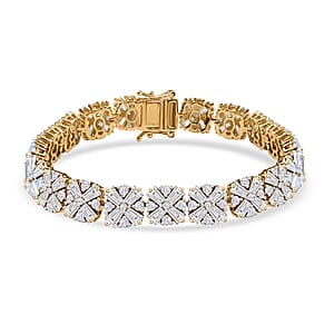 D'Joy Moissanite 17.25 ctw Snowflakes Bracelet in 18K Vermeil Yellow Gold Over Sterling Sil (7.25 In) 