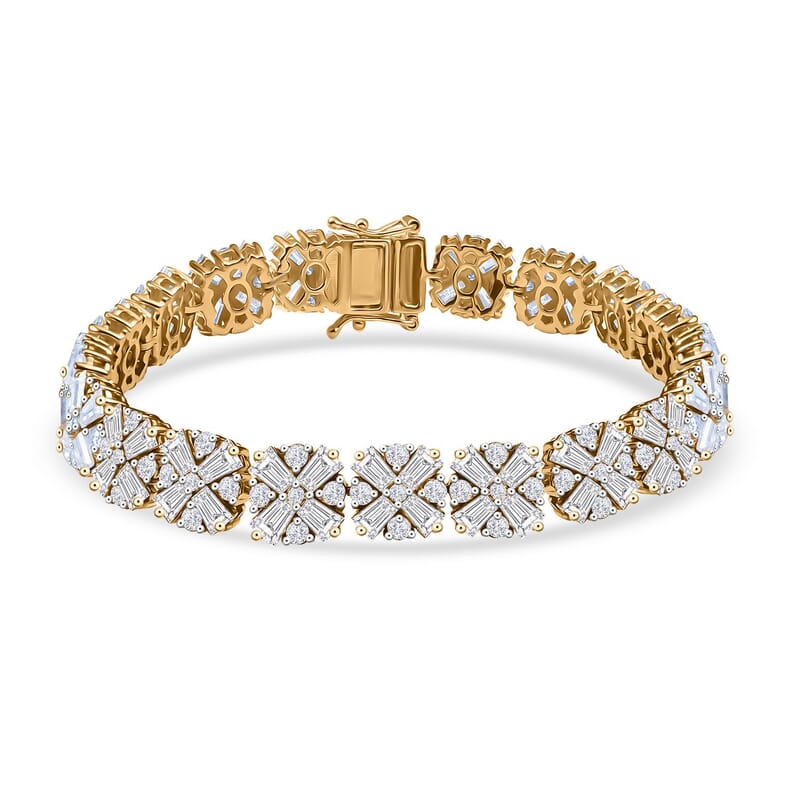 D'Joy Moissanite 17.25 ctw Snowflakes Bracelet in 18K Vermeil Yellow Gold Over Sterling Sil (7.25 In)