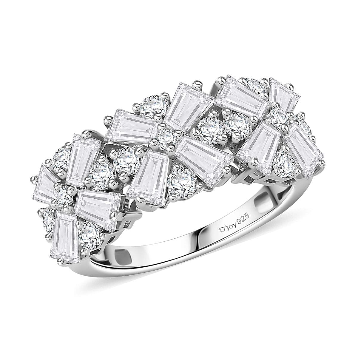 D'Joy Moissanite 2.70 ctw Snowflakes Ring in Rhodium Over Sterling Silver (Size 10.0)