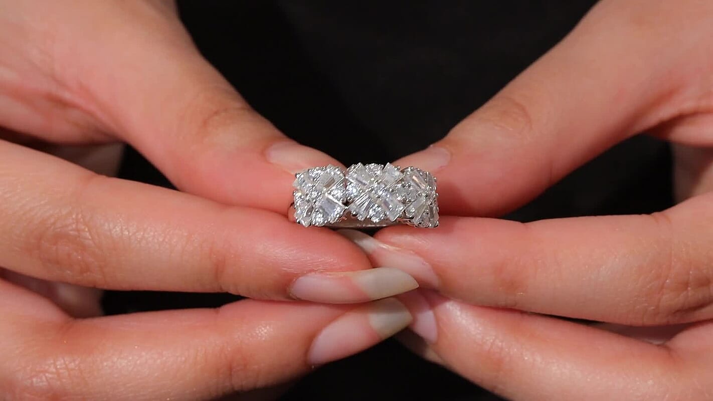 Moissanite Ring in Rhodium Over Sterling Silver (Size 10.0) 2.70 ctw