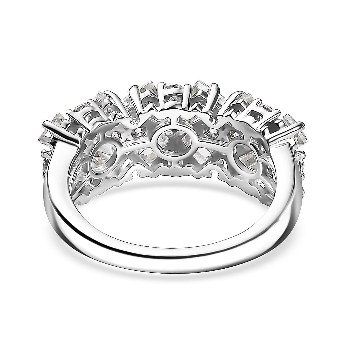 D'Joy Moissanite 2.70 ctw Snowflakes Ring in Rhodium Over Sterling Silver (Size 10.0) image number 4