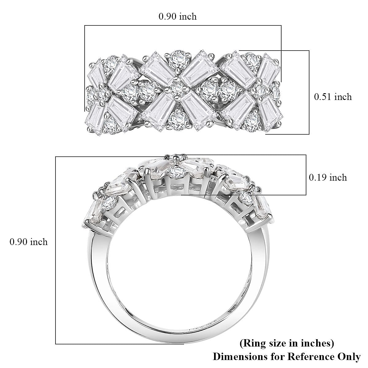 D'Joy Moissanite 2.70 ctw Snowflakes Ring in Rhodium Over Sterling Silver (Size 10.0) image number 5