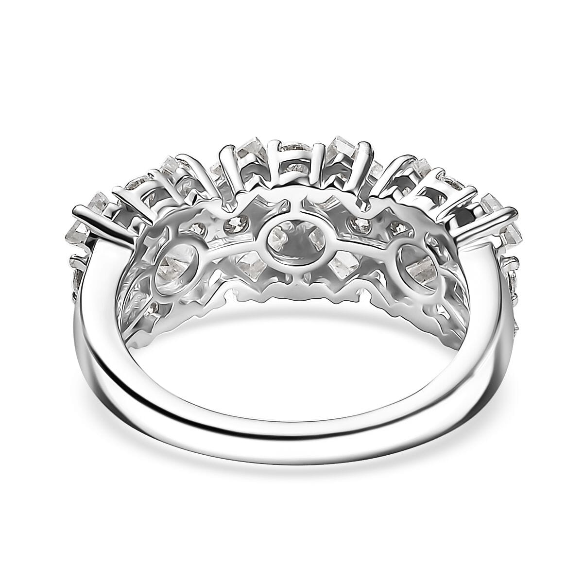 Moissanite Ring in Rhodium Over Sterling Silver (Size 10.0) 2.70 ctw image number 4