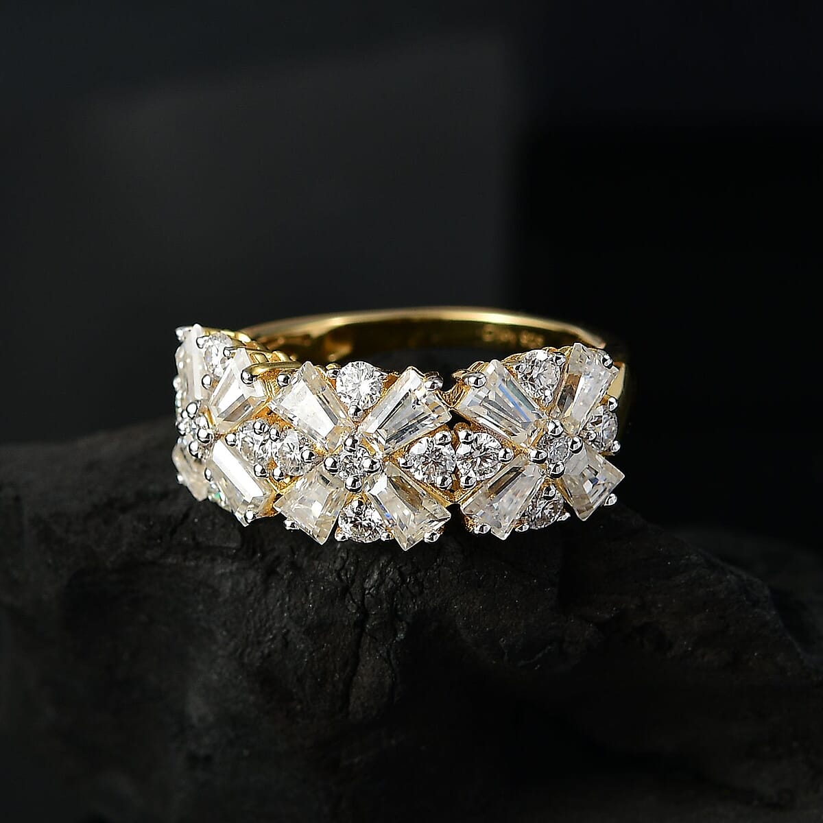 D'Joy Moissanite 2.70 ctw Snowflakes Ring in 18K Vermeil Yellow Gold Over Sterling Silver (Size 9.0) image number 1