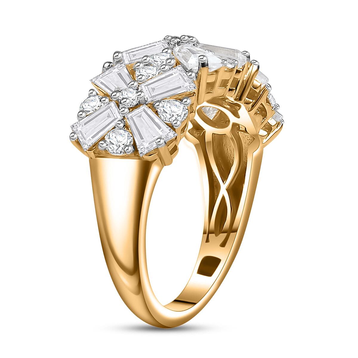 D'Joy Moissanite 2.70 ctw Snowflakes Ring in 18K Vermeil Yellow Gold Over Sterling Silver (Size 9.0) image number 3