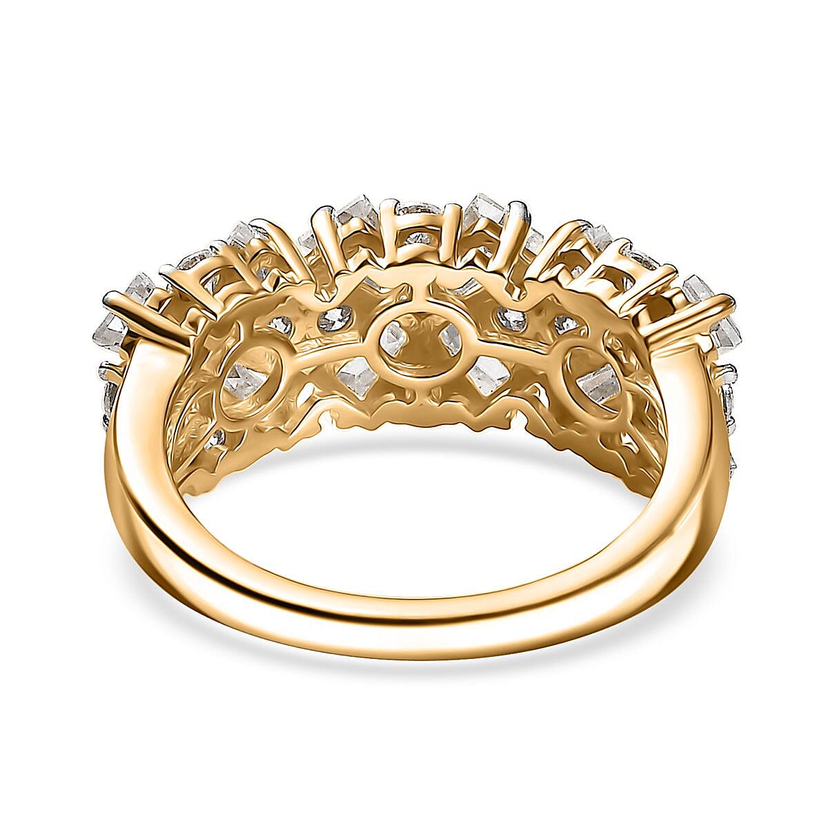 D'Joy Moissanite 2.70 ctw Snowflakes Ring in 18K Vermeil Yellow Gold Over Sterling Silver (Size 9.0) image number 4