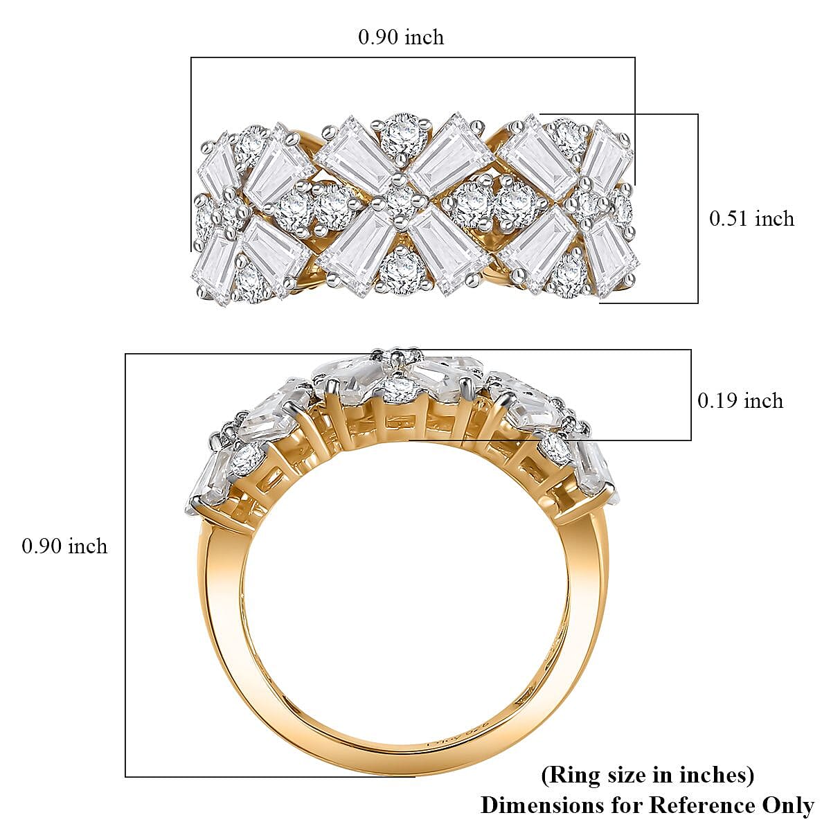 D'Joy Moissanite 2.70 ctw Snowflakes Ring in 18K Vermeil Yellow Gold Over Sterling Silver (Size 9.0) image number 5