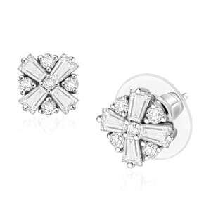 D'Joy Moissanite 1.85 ctw Stud Earrings in Rhodium Over Sterling Silver 