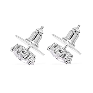 D'Joy Moissanite 1.85 ctw Snowflakes Stud Earrings in Rhodium Over Sterling Silver 