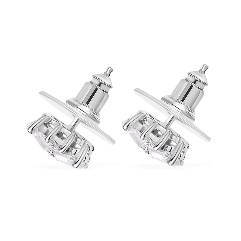 D'Joy Moissanite 1.85 ctw Snowflakes Stud Earrings in Rhodium Over Sterling Silver