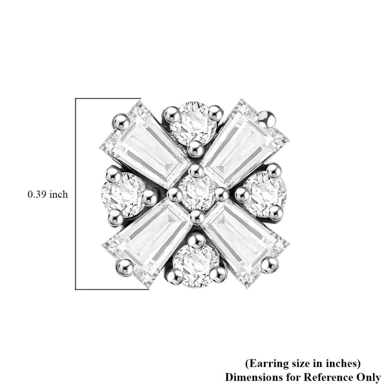D'Joy Moissanite 1.85 ctw Snowflakes Stud Earrings in Rhodium Over Sterling Silver